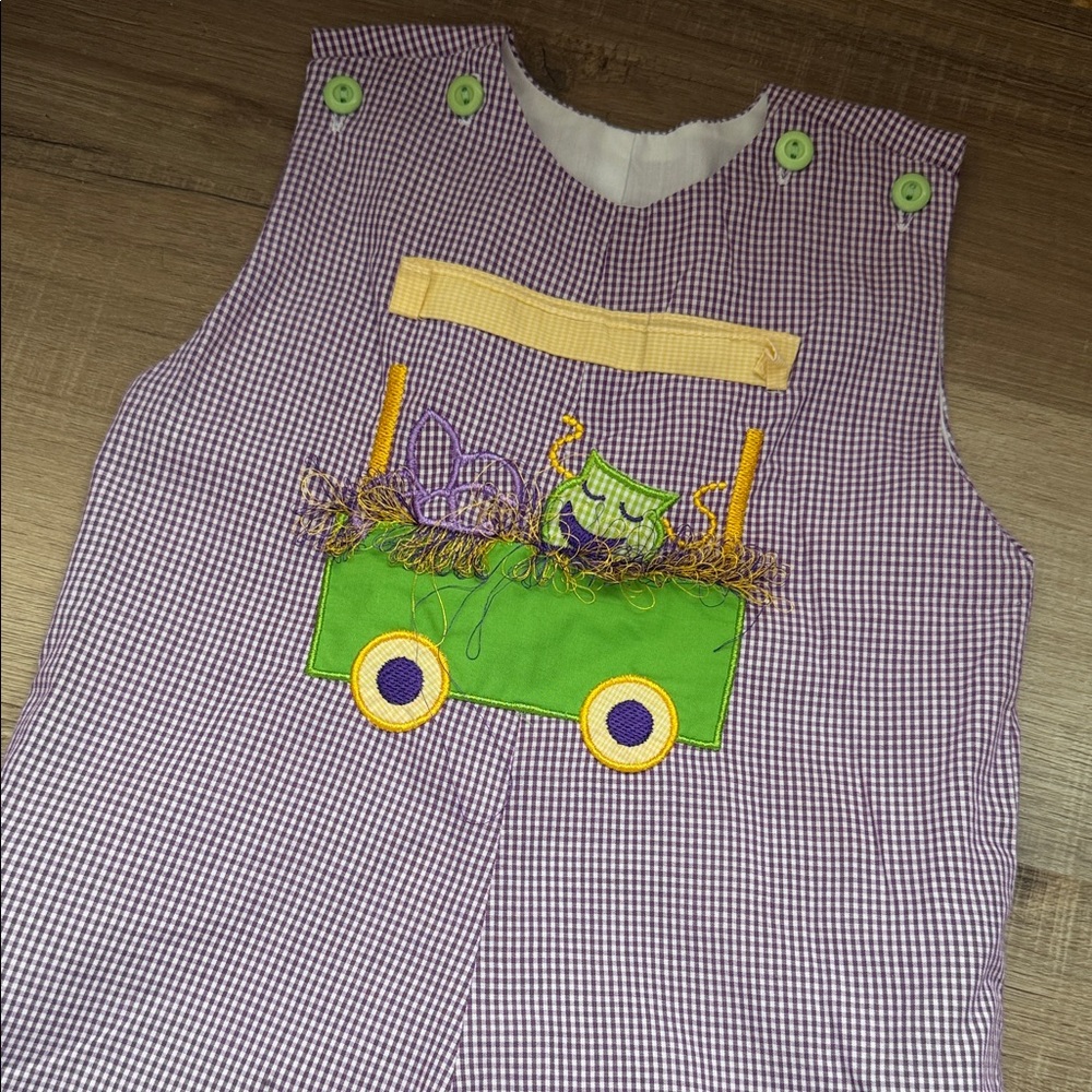 Purple and Green Mardi Gras Kids Embroidered Bodysuit